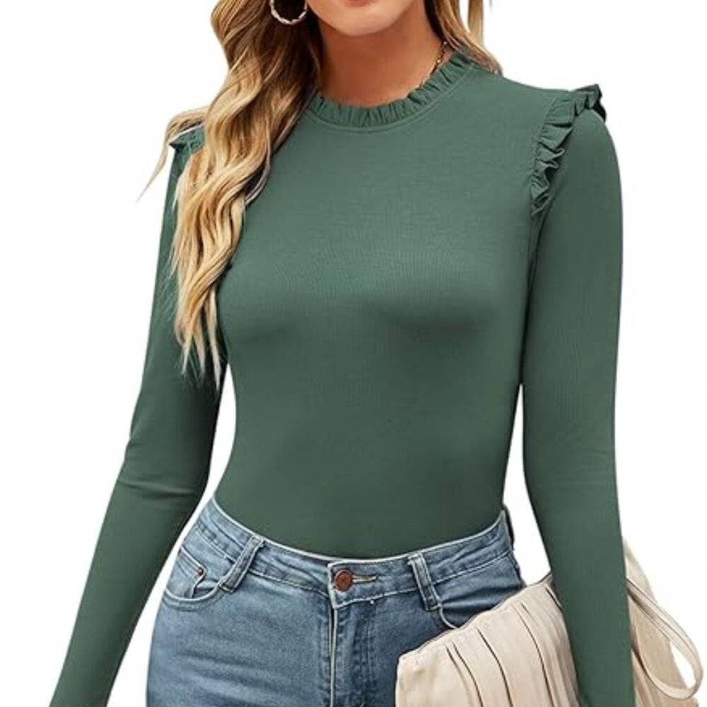 Dark Green Long Sleeve Bodysuit